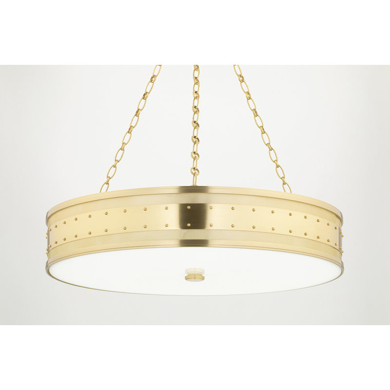 Gaines - 6 Light Pendant - Historic Nickel Finish, Aged Brass