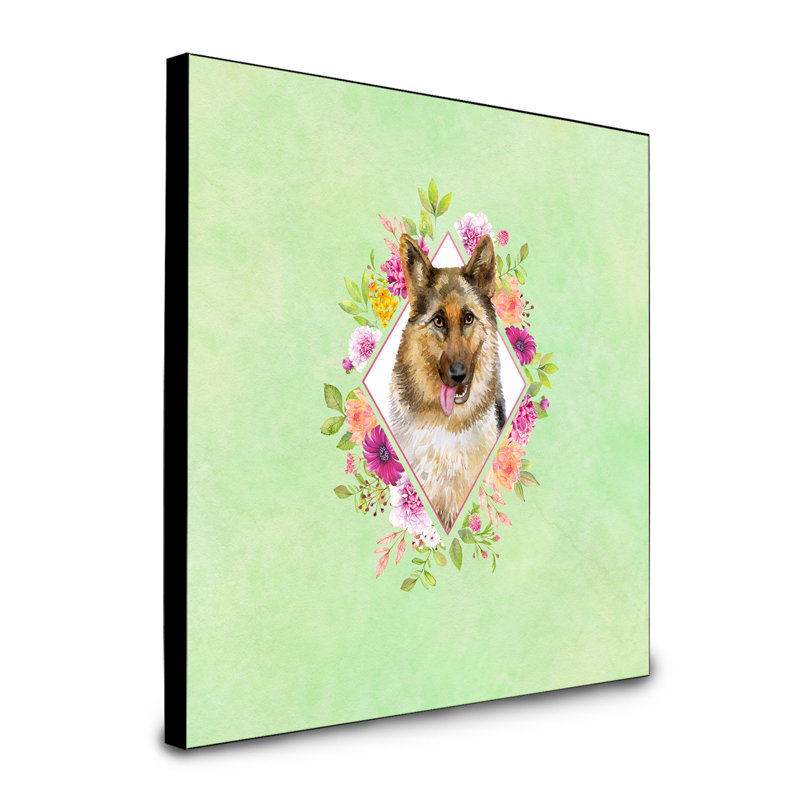 Panneau mural Dollman Flowers, Vert, Berger allemand brun