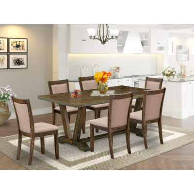 Kitchen Table Set - A Kitchen Dining Table and Parson Dining Chairs with Stylish Back by Rosalind Wheeler