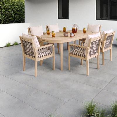 Morceaux de salle à manger en bois d'acacia, fauteuils en corde, ensemble d'extérieur moderne
