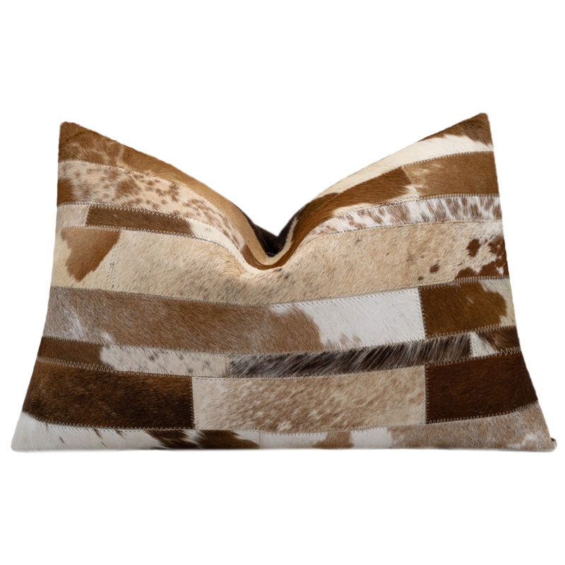 Coussins décoratifs en cuir de vache Canvello, H 16 po x l 24 po, 1, Forme rectangulaire