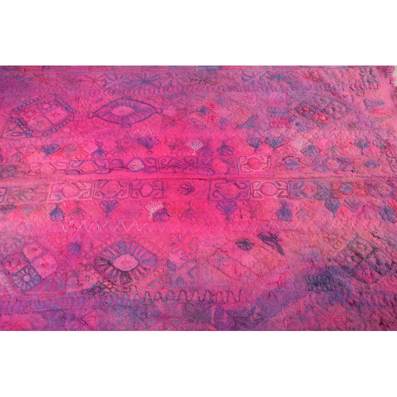 Tapis vintage rose Herki Oushak en rose pour le bureau ou les espaces intérieurs - 8098