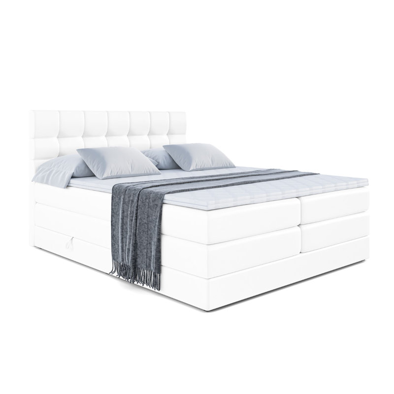 Bronc Divan Bed with Mattress, 160cm W x 200cm L, White