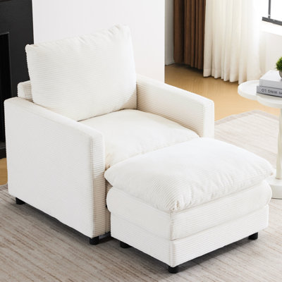 Fauteuil en velours côtelé avec velours côtelé confortable et confortable en velours côtelé de qualité bureau, salon et chambre à coucher