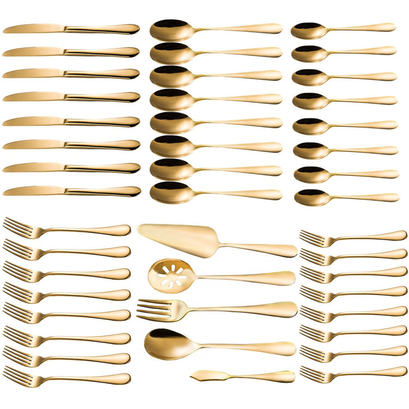 Ensemble de couverts 45 pièces Skaneateles, service pour 8, Doré