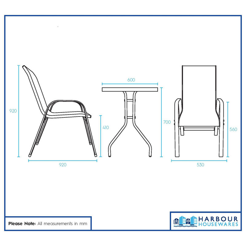 Round 3 - Piece 2 - Person 60Cm L Outdoor Bistro Set	
