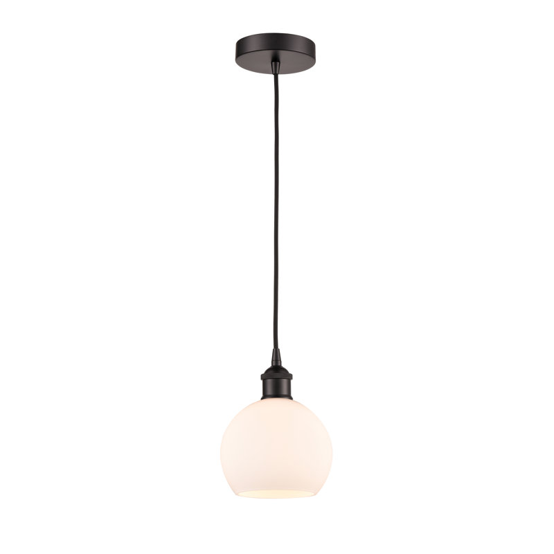 Luminaire suspendu simple à 1 lumière Ralph, Blanc mat, H 8,88 po x l 6 po x P 6 po, Bronze huilé