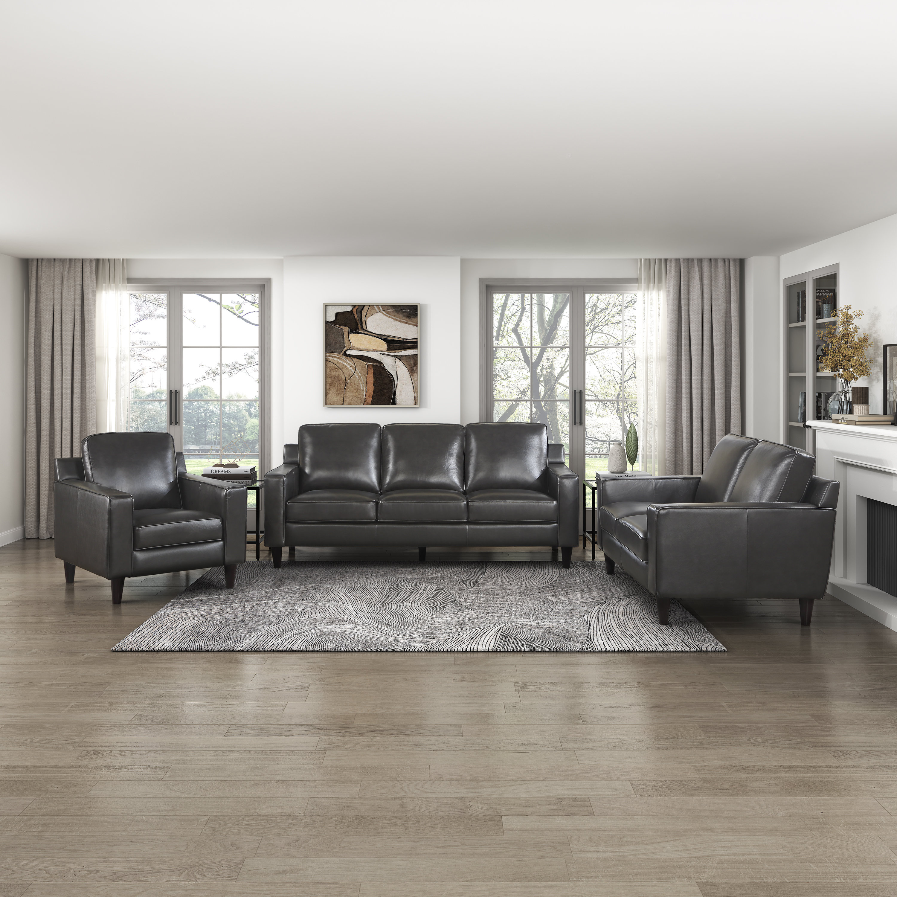 Latitude Run® Kyril 3Piece Leather Match Upholstered Living Room Set