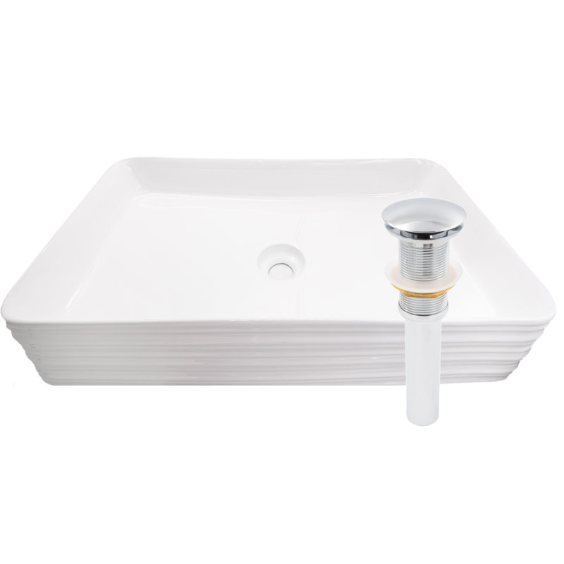 Novatto 26.25'' Porcelain Rectangular Bathroom Sink, Chrome