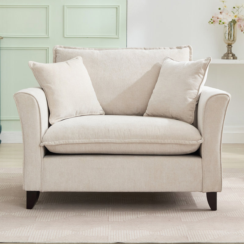 Fauteuil d'appoint simple avec coussin pour le salon, Chenille crème