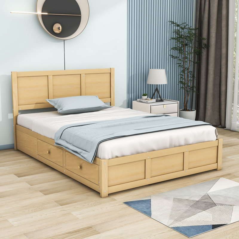 Satbir Wood Platform Bed with 2 Drawers and Headboard, Full