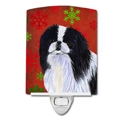Japanese Chin Snowflakes Holiday Christmas Ceramic Night Light