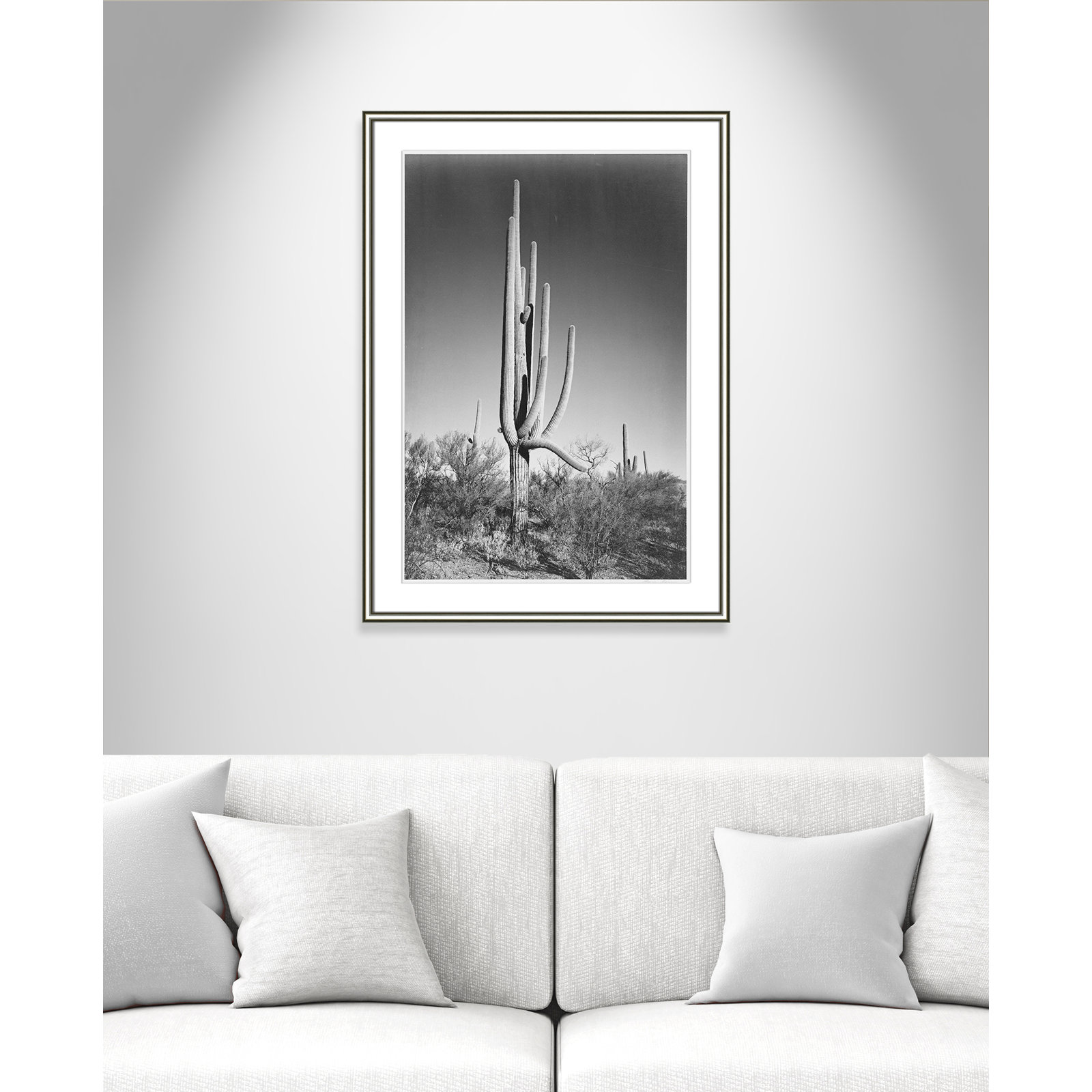 Saguaro National Monument Print by Ansel Adams, 36.75" H x 26.75" W x 0.88" D, Silver