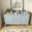 Buffet Wave Design avec 3 tablettes réglables, 3 tiroirs et portes à fermeture en douceur, console de rangement multi-scène-596287897
