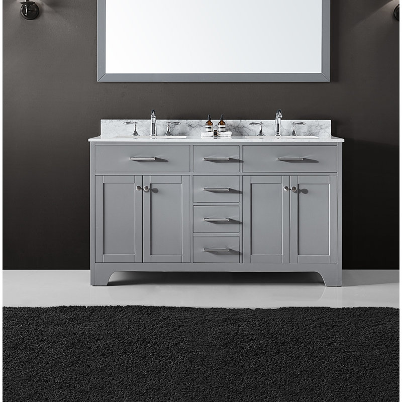 Ensemble de meuble-lavabo double 60 po Cassel, Gris taupe