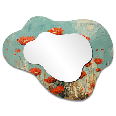 Cactus And The Desert Blooms I - Floral Cactus Asymmetrical Decorative Mirror, Traditional irregular Wall Mirror, Printed on Metal