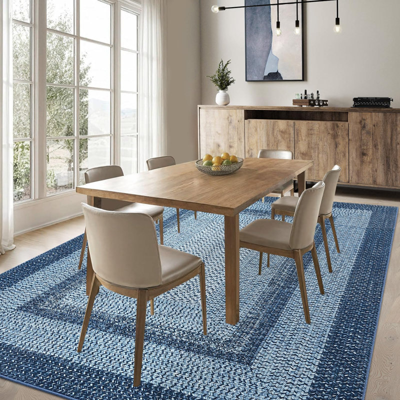 Farmhouse Braided Print Machine Washable Rug with Rubber Backing Soft Stain Resistant Non Shedding Carpet for Living Room Bedroom Dining Room