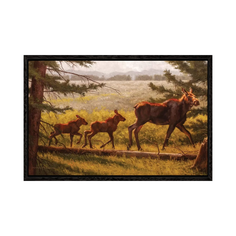 Double Caboose 1 Piece Painting on Canvas, 45.72cm H x 66.04cm W x 3.81cm D, Black Framed