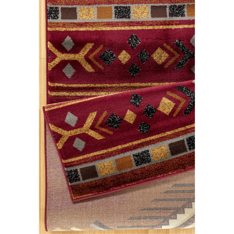 Tapis Tribes Gcyls4002 rouge, 7 pi 10 po x 10 pi 3 po, teint, pour les endroits très passants, polypropylène