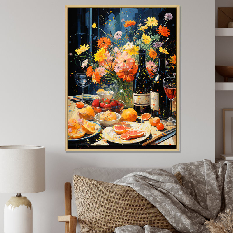 Pique-niques français à Bordeaux sur toile, White Picture Framed, 44" H x 34" W