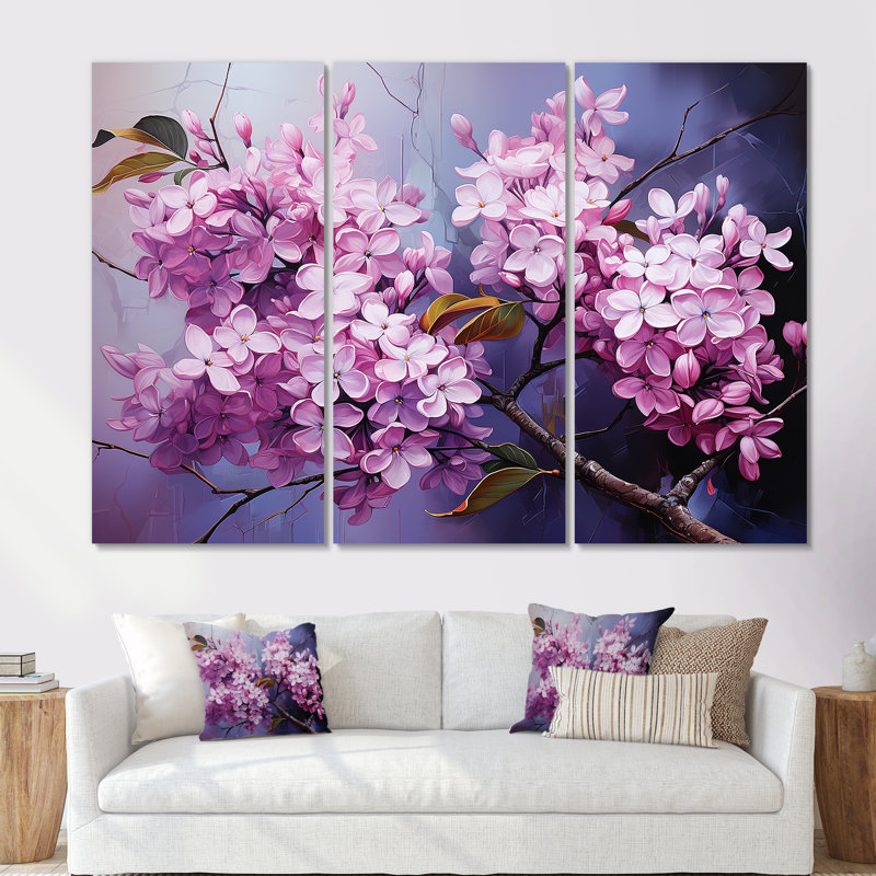 Lilas beauté dévoilée II - Lilas, ensemble d'art sur toile, Toile tendue, H 32 po x l 48 po x P 1 po