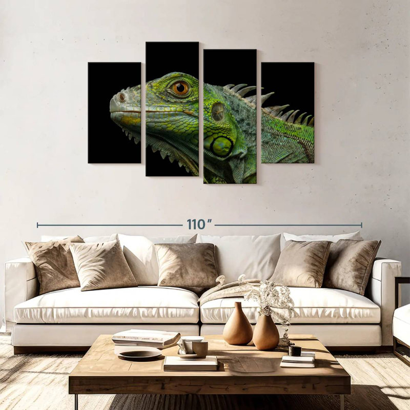 Tête d'iguane verte, H 48 po x l 75 po