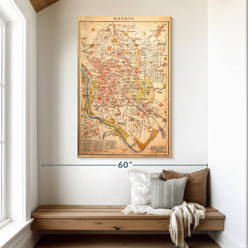 Aliaz, carte antique de Madrid, H 51 po x l 34 po