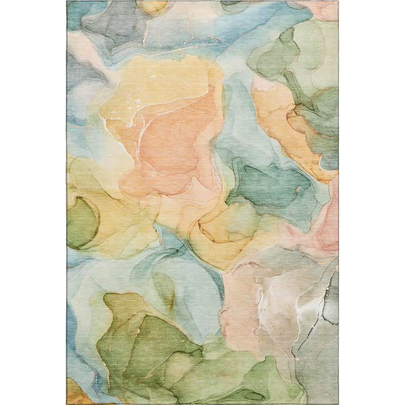 Cerrito Premium Machine Washable Cerrito AMF504 Blue Rug, Rectangle 8' x 10'