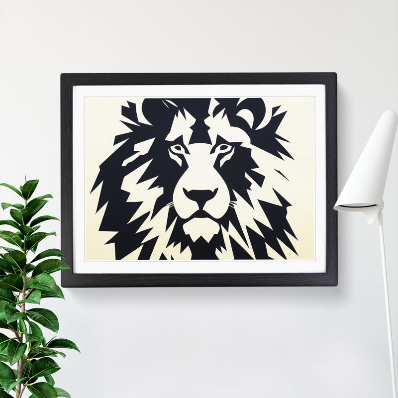 XH1022-9703X Vivid Abstract Lion - Single Picture Frame Print, Black, 46cm H x 64cm W