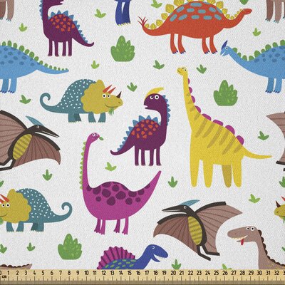 Ambesonne Cartoon Fabric By The Yard, Funny Dinosaurs And Dragons Colorful Jurassic Reptiles Pattern, Microfiber Fabric For Arts And Crafts Textiles & -  East Urban Home, 33AE0A4FB93A4E17979F5D0766ACA740