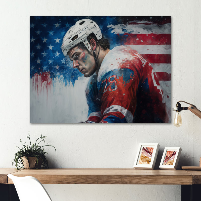 «Hockey Player on Break I», impression sur toile, H 30 po x l 40 po x P 1,5 po, Toile tendue