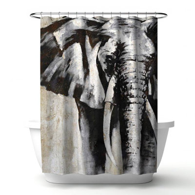 Shower Curtain AN6 – Polyester Shower Curtain, Dye Sublimation Print, 71" W × 74" L