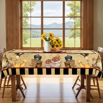 Retro Coffee-Colored Timeless Tablecloth, Washable Rectangular Tablecloth, Ideal for Indoor Dining and Family Gatherings