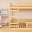 Lit superposé double avec structure en bois avec échelle et garde-corps-1107973337