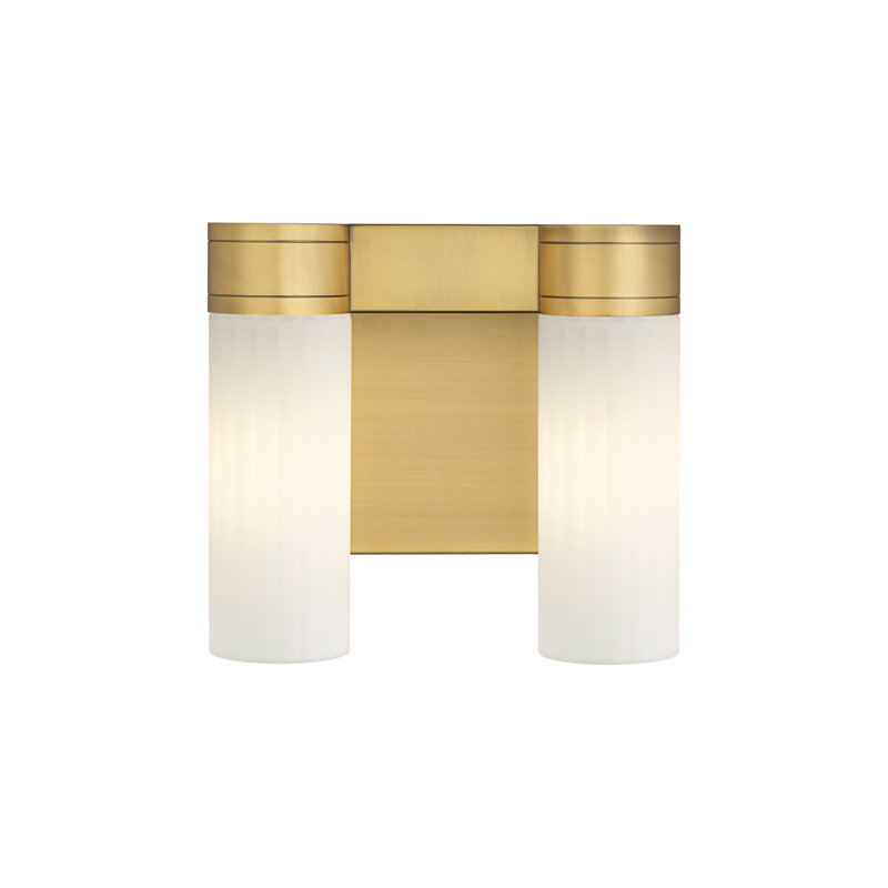 Applique murale 11 po 2 lumières Empire, Laiton brossé, H 9,5 po x l 10,5 po x P 5,5 po, Blanc mat