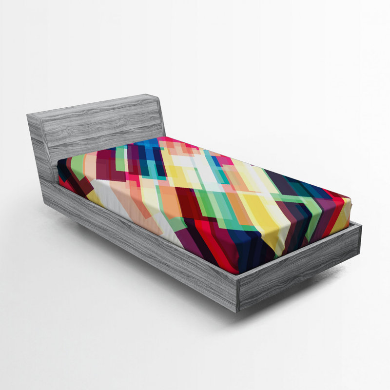 Microfiber Abstract Fitted Sheet, Twin Fitted Sheet