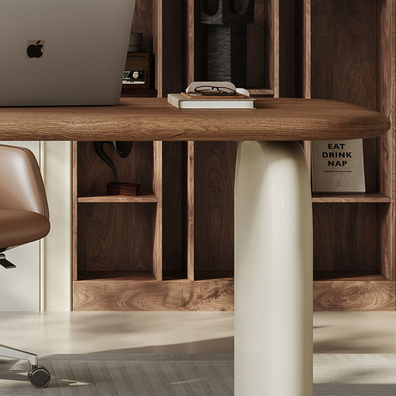 Bureau rectangulaire à 3 tiroirs en bois manufacturé brun noisette + kaki, H 29,53 po x l 55,12 po x P 27,56 po