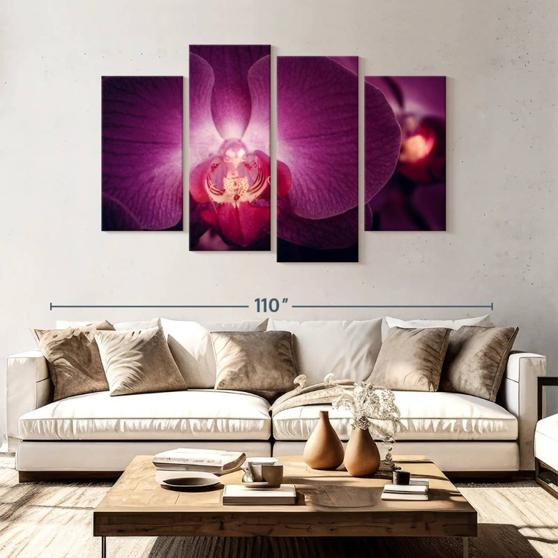 Orchidée mauve Harnek, H 54 po x l 84 po