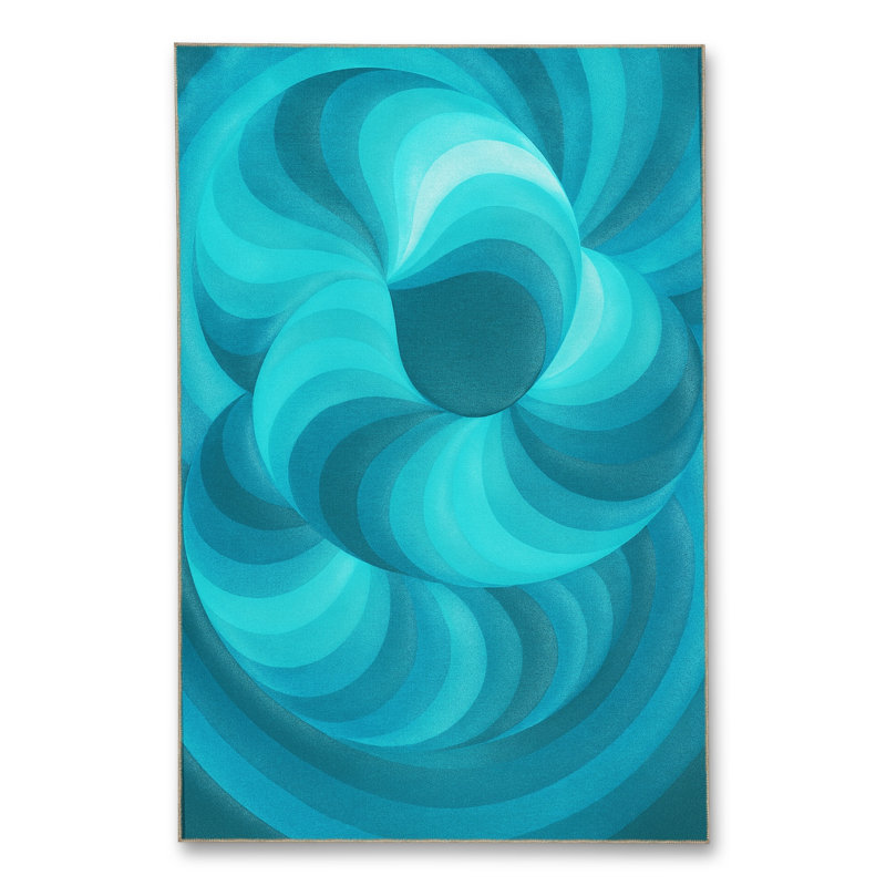 Tapis tissé rétro bleu sarcelle Mosso, 2'6" x 4'11"