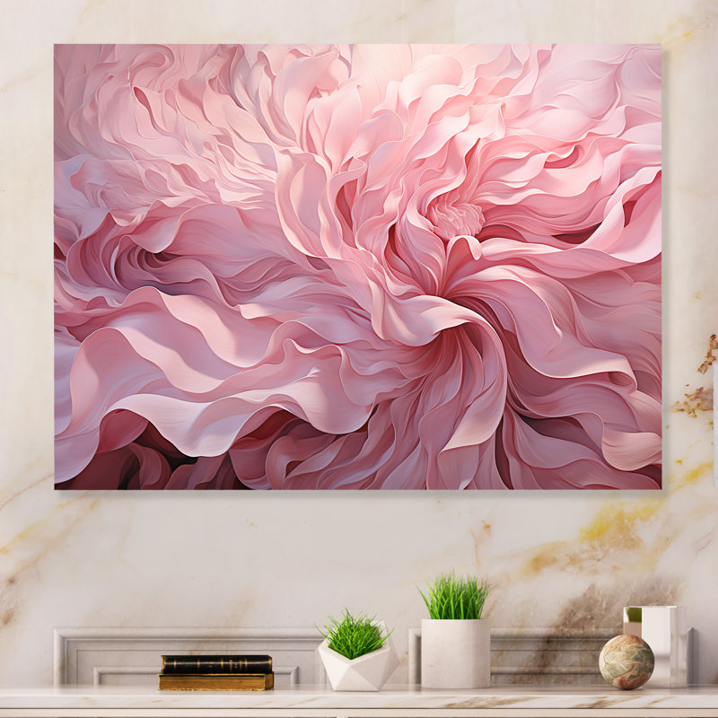 «Pink Tender Twirl Spiral», reproduction d'art en métal abstrait en spirale, H 30 po x l 40 po x P 1,5 po