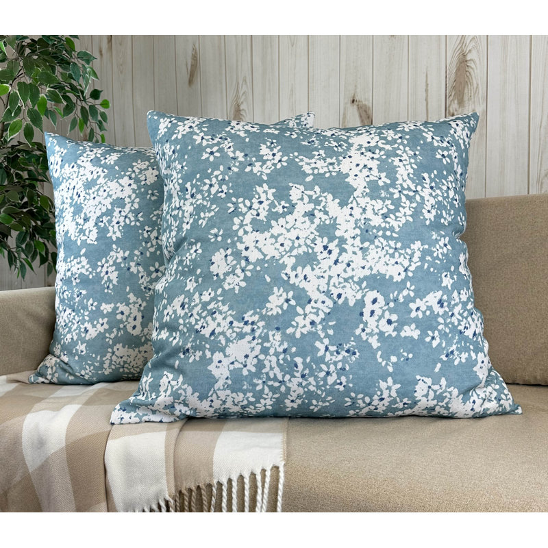 Ensemble de 2 taies décoratives européennes 26 x 26 pouces imprimées, Blooms turquoise