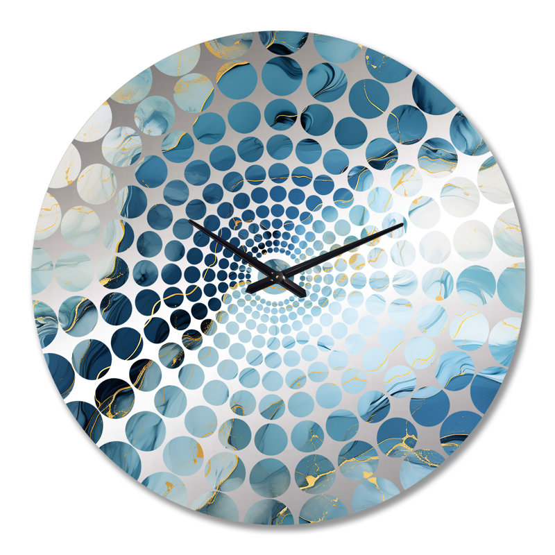Horloge murale en marbre zen bleu et blanc, Très grand