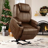 33" Wide Leather Power Recliner with Heated Cushion