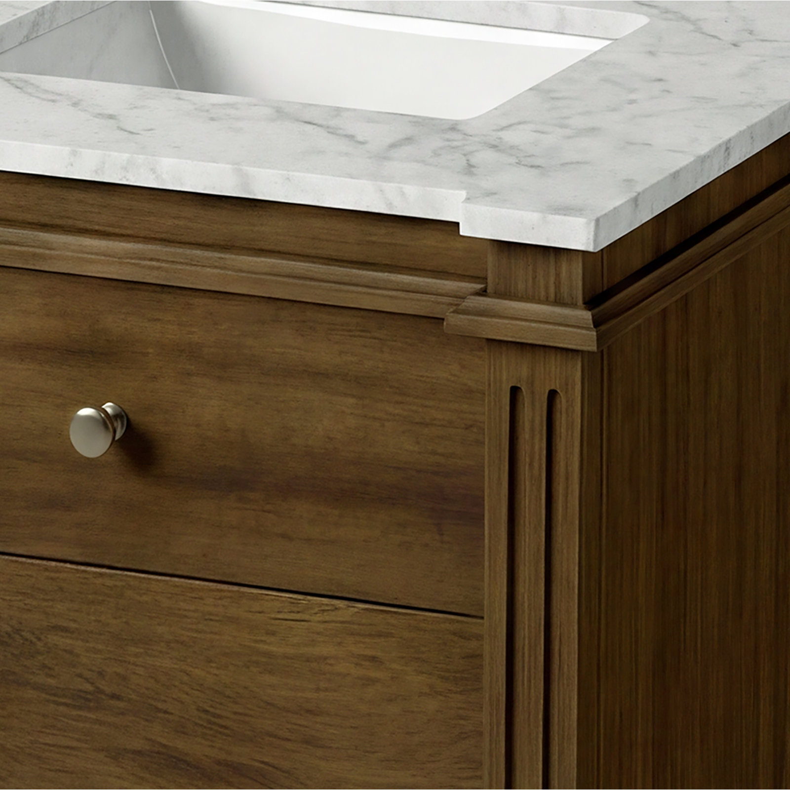 Abygail 72'' Carrara Marble Double Bathroom Vanity, Brown