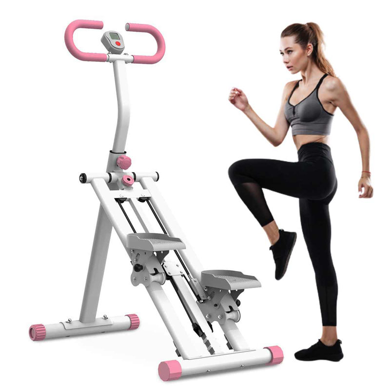 Équipement d'escalade d'escalier avec résistance pour l'entraînement complet du corps avec structure stable, Blanc / Rose