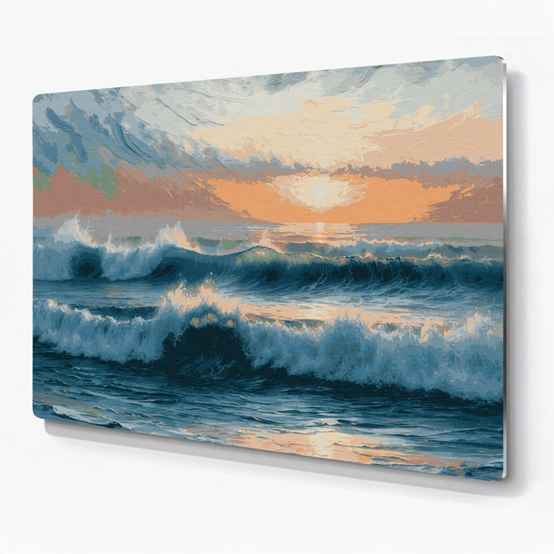 Art mural gris en métal Coastal Coastal Morning, H 11 po x l 14 po