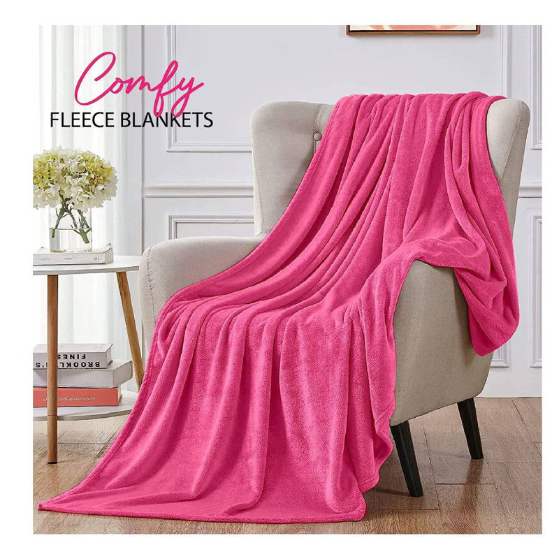 Couverture personnalisée en molleton doux, Rose vif, Oui, 40 x 60 pouces