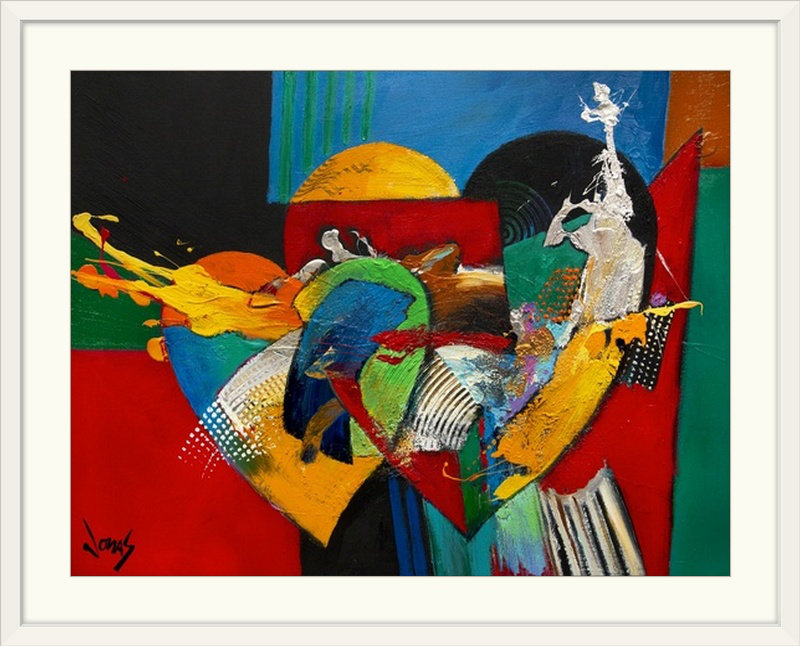 «Amore Picante» par Frioucheburg, impression, H 26 po x l 32 po x P 1 po, Cadre blanc