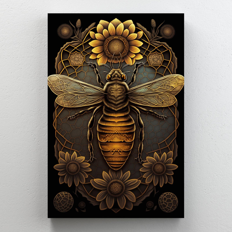 «Sunflowers And Bee», impression sur toile tendue, H 36 po x L 24 po x l 1,25 po