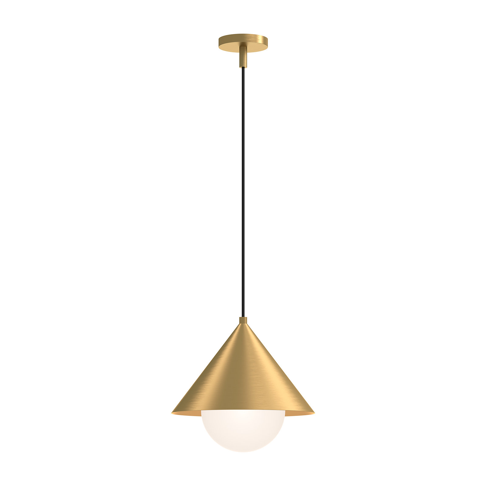 Ireland Single Light Pendant, Brushed Gold/Opal Glass